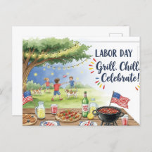Happy Labor Day  with Flag Postcard