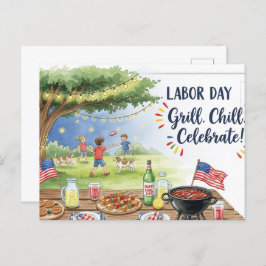 Happy Labor Day  with Flag Postcard Briefkaart