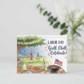 Happy Labor Day  with Flag Postcard Briefkaart (Staand voorkant)