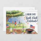 Happy Labor Day  with Flag Postcard Briefkaart (Voorkant / Achterkant)