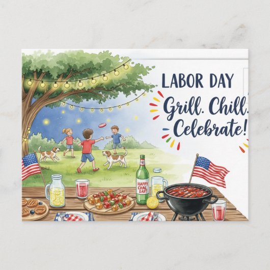 Happy Labor Day  with Flag Postcard Briefkaart (Voorkant)