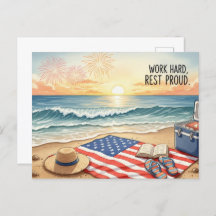 Happy Labor Day  with Flag Postcard