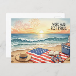 Happy Labor Day  with Flag Postcard Briefkaart