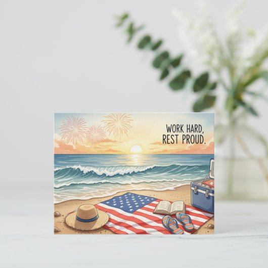 Happy Labor Day  with Flag Postcard Briefkaart (Staand voorkant)