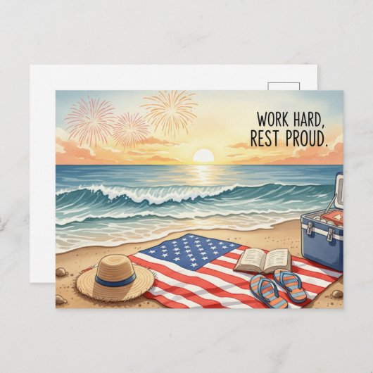 Happy Labor Day  with Flag Postcard Briefkaart (Voorkant / Achterkant)