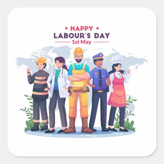 Happy Labor's Day Workforce Heroes Sticker (Voorkant)