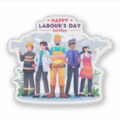 Happy Labor's Day Workforce Heroes Sticker (Voorkant)
