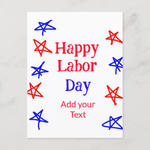 Happy labour dag rood blauw ster Amerikaanse dag a Briefkaart
