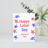 Happy labour dag rood blauw ster Amerikaanse dag a Briefkaart (Staand voorkant)