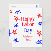 Happy labour dag rood blauw ster Amerikaanse dag a Briefkaart (Voorkant / Achterkant)
