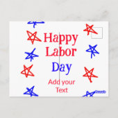 Happy labour dag rood blauw ster Amerikaanse dag a Briefkaart (Achterkant)
