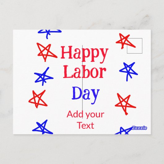 Happy labour dag rood blauw ster Amerikaanse dag a Briefkaart (Achterkant)