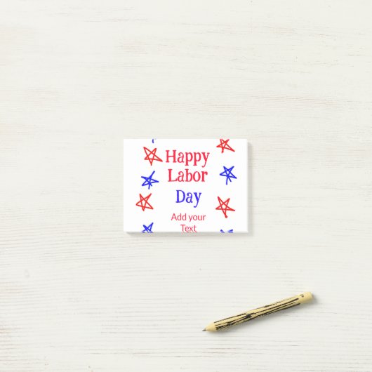 Happy labour dag rood blauw ster Amerikaanse dag a Post-it® Notes (Op bureau)