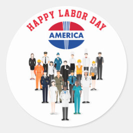 Happy Labour Day America Ronde Sticker