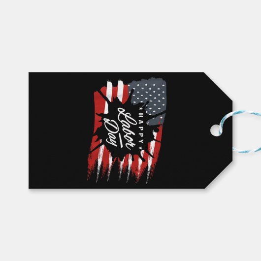 Happy Labour Day Gift American Flag Cadeaulabel (Voorkant (Horizontaal))