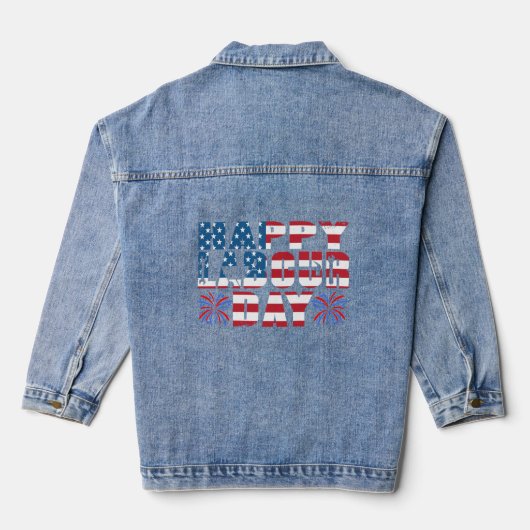 Happy Labour Day Gift American Flag Denim Jacket (Achterkant)