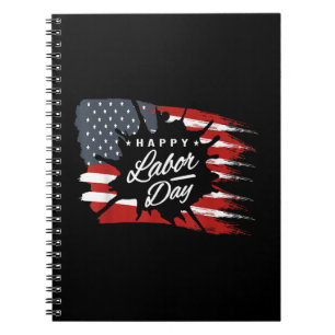 Happy Labour Day Gift American Flag Notitieboek