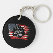 Happy Labour Day Gift American Flag Sleutelhanger (Achterkant)