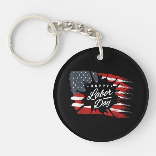 Happy Labour Day Gift American Flag Sleutelhanger (Voorkant)