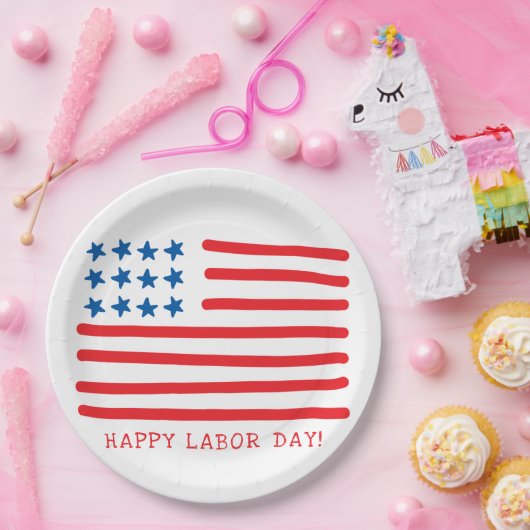Happy Labour Day | Handtekening Amerikaanse vlag Papieren Bordje (Feest)