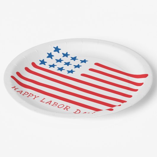 Happy Labour Day | Handtekening Amerikaanse vlag Papieren Bordje (Gekanteld)