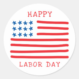Happy Labour Day | Handtekening Amerikaanse vlag Ronde Sticker