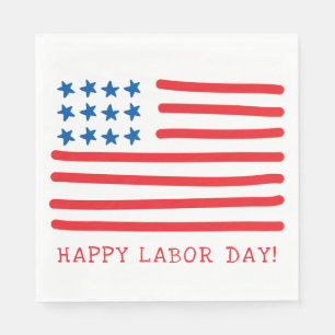 Happy Labour Day   Handtekening Amerikaanse vlag Servet