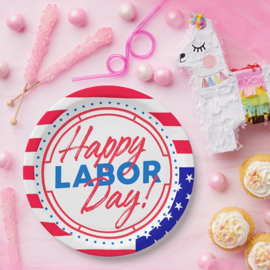Happy Labour Day Party Paper-Borden Papieren Bordje (Feest)