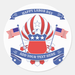 Happy Labour Day Patriotic Eagle Ronde Sticker