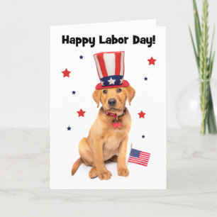 Happy Labour Day Patriotic Red Fox Labrador Puppy  Feestdagen Kaart