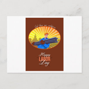 Happy Labour Day Steel Worker Wenskaart Briefkaart