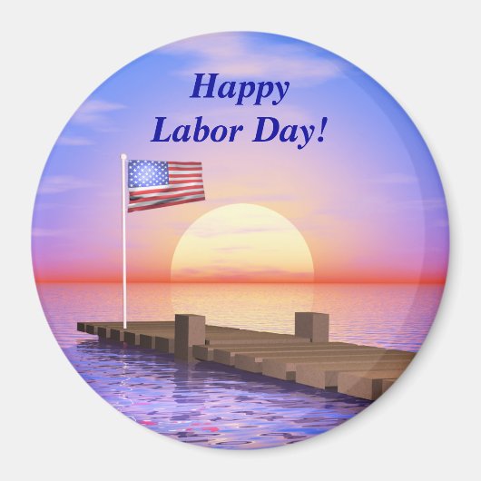 Happy Labour Day US Flag and Dock Magneet (Voorkant)