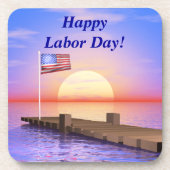 Happy Labour Day US Flag and Dock Onderzetter (Voorkant)