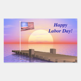 Happy Labour Day US Flag and Dock Rechthoekige Sticker