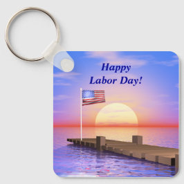 Happy Labour Day US Flag and Dock Sleutelhanger