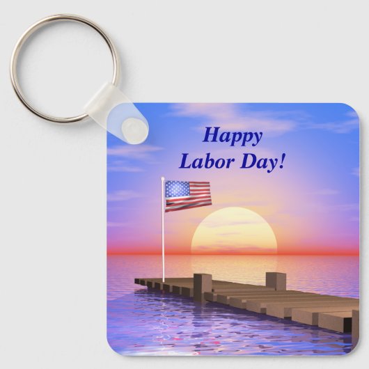 Happy Labour Day US Flag and Dock Sleutelhanger (Voorkant)