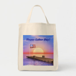 Happy Labour Day US Flag and Dock Tote Bag