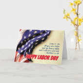 HAPPY LABOUR DAY USA Vlag Schrift Gepersonaliseerd Kaart (Gele Bloem)
