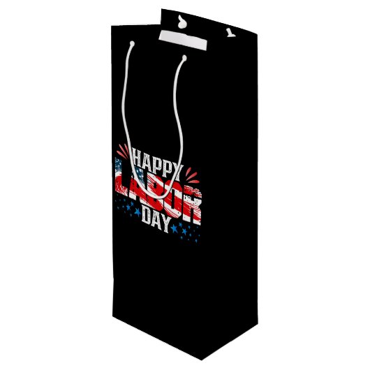 Happy Labour Day Wijn Cadeautas (Achterkant Gekanteld)