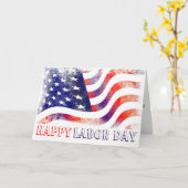Happy Labourdag Amerikaanse vlag Kaart (Gele Bloem)