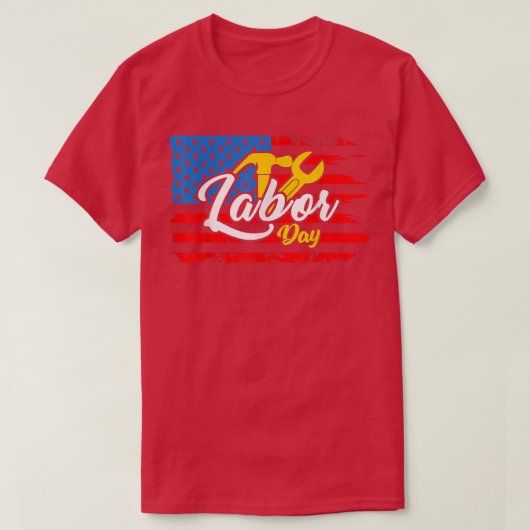 Happy Labourdag Verenigde Staten Amerikaanse vlaga T-shirt (Design voorkant)