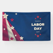 Happy Labourdag Verenigde Staten vlag Rood Blauw Spandoek (Horizontaal)