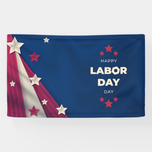 Happy Labourdag Verenigde Staten vlag Rood Blauw Spandoek (Horizontaal)