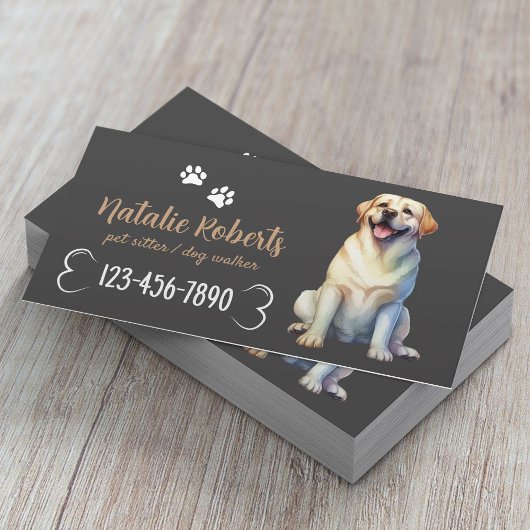 Happy Labrador Hond Wandelen & Pet Sitter Donker G Visitekaartje