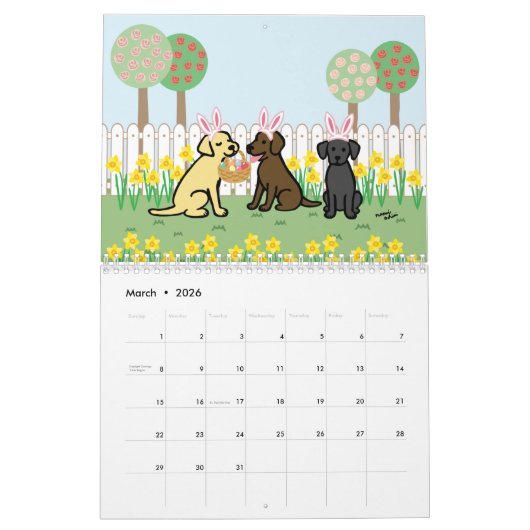Happy Labrador Retriever Cartoon Agenda Kalender (Mar 2026)