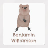 Happy lachende schattige quokka cartoon gepersonal labels (Design 1)