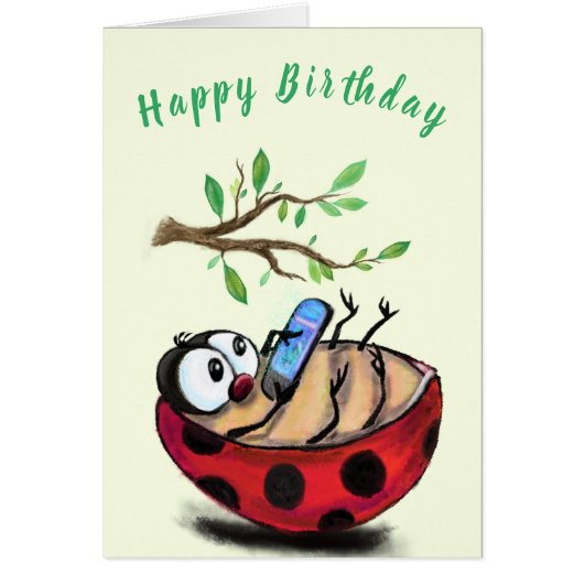 Happy Ladybug Funny Birthday Kaart (Voorkant)