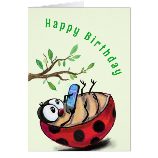 Happy Ladybug Funny Birthday Kaart (Voorkant)