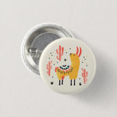Happy lama met cactus ronde button 3,2 cm (Voorkant /achterkant)