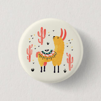 Happy lama met cactus ronde button 3,2 cm